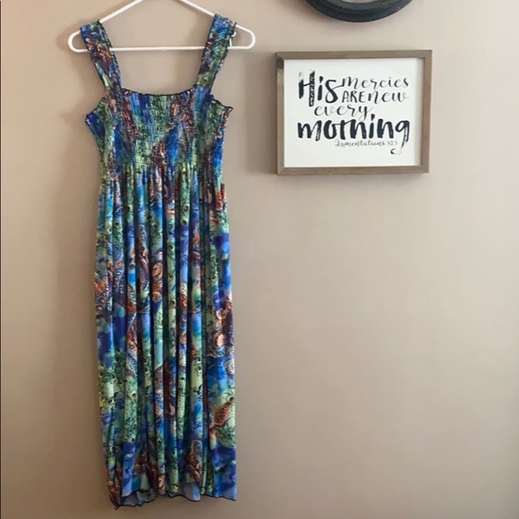 peacock maxi dress